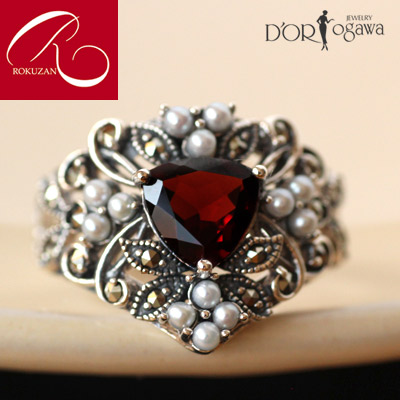楽天市場】【碌山】 シルバー ガーネット シードパール リングRokuzan