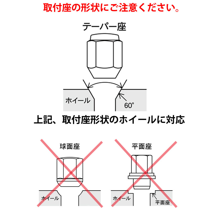 楽天市場】クロスビー ホイールナット MN71S M12xP1.25 テーパー座用