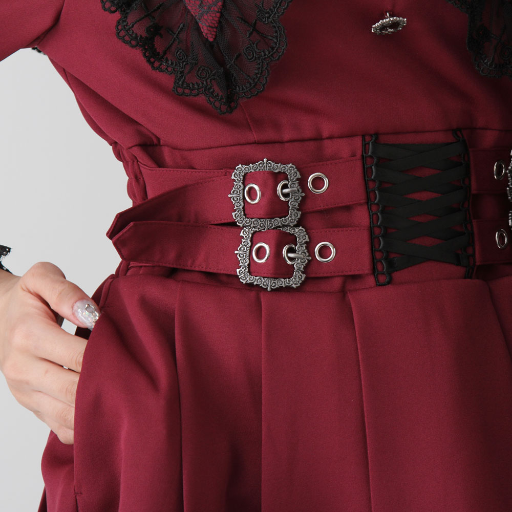 楽天市場】【SALE】クモレース角襟ベルトレースアップワンピース : 夢