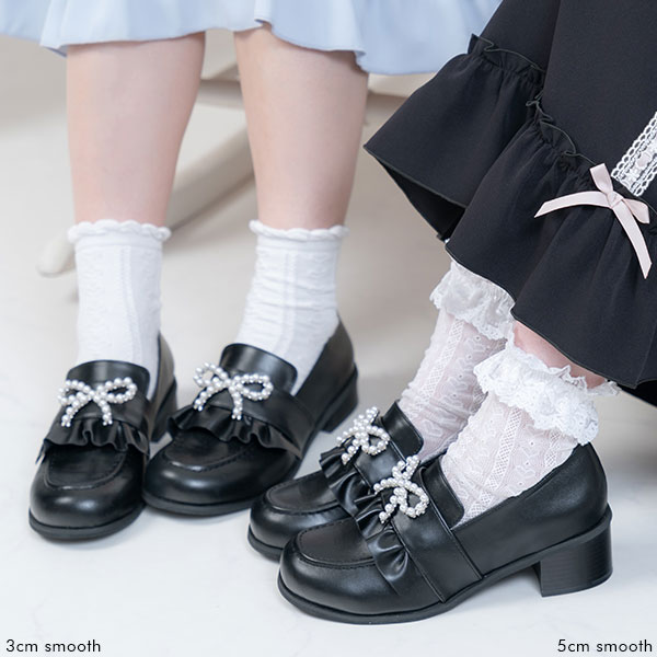 楽天市場】【SALE】選べるヒールパールリボンローファーパンプス