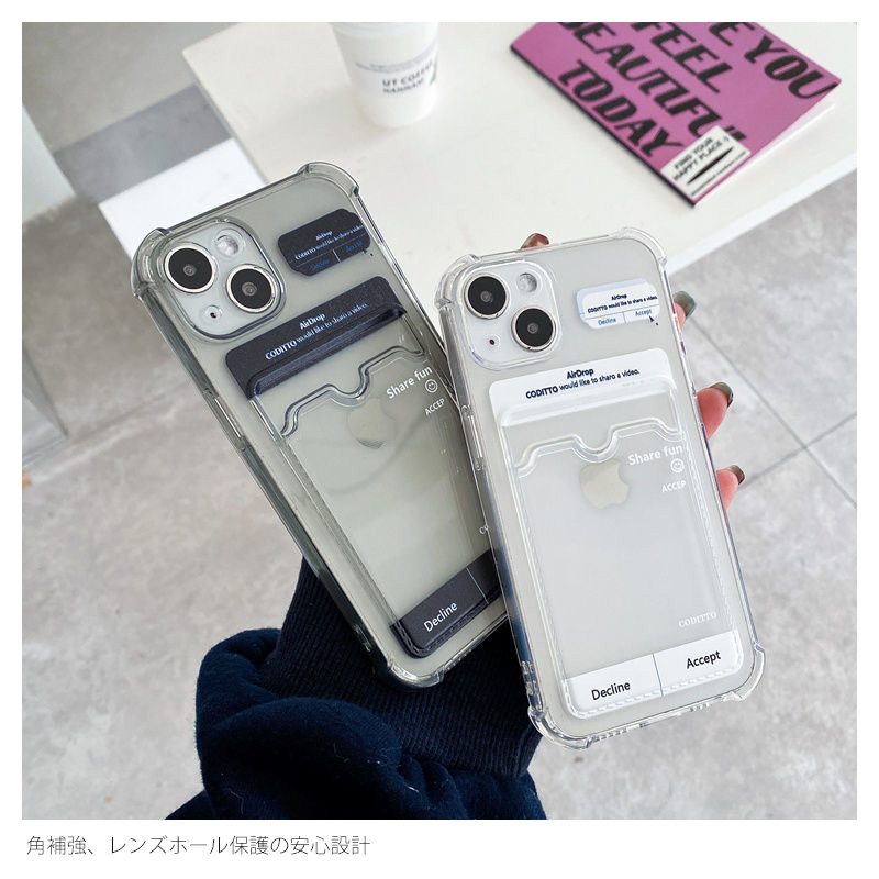 楽天市場】AirDrop風 iPhoneケース クリア カード収納 チェキ トレカ
