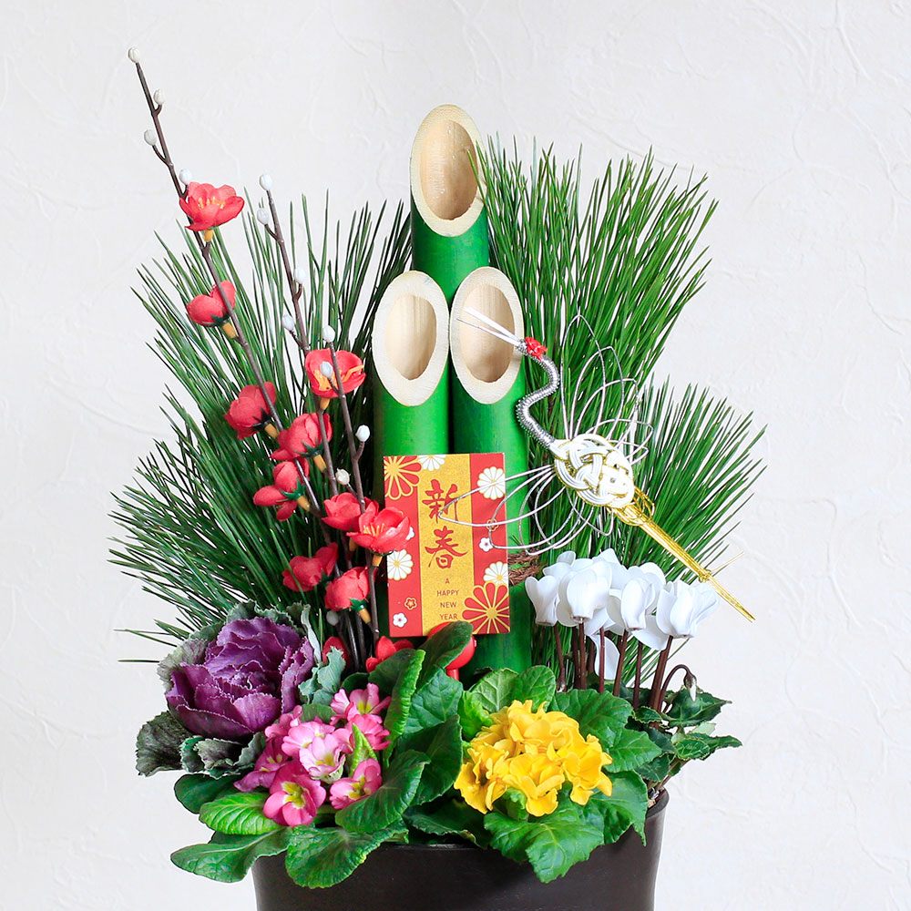 楽天市場】門松 花 お正月 2個セット 【年内届】寄せ植え「モダン門松