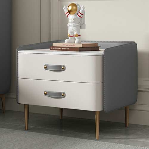 楽天市場】ナイトテーブル サイドテーブル 幅50cm 2段 PUレザー 革