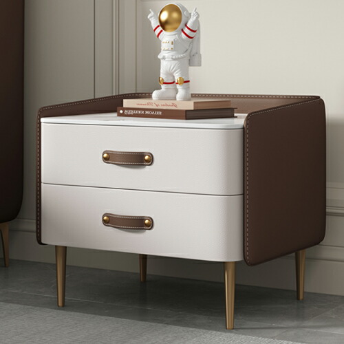 楽天市場】ナイトテーブル サイドテーブル 幅50cm 2段 PUレザー 革