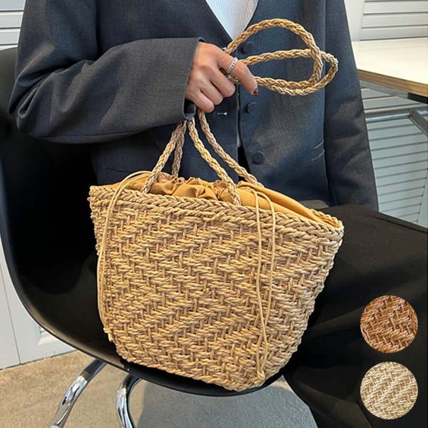 楽天市場】かごバッグ ショルダー 巾着 レディース 大きめ 大人可愛い