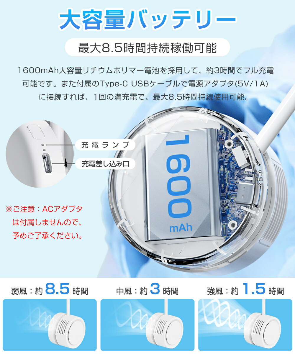 楽天市場】超軽量 首掛け扇風機 折りたたみ式 ネックファン 羽根なし