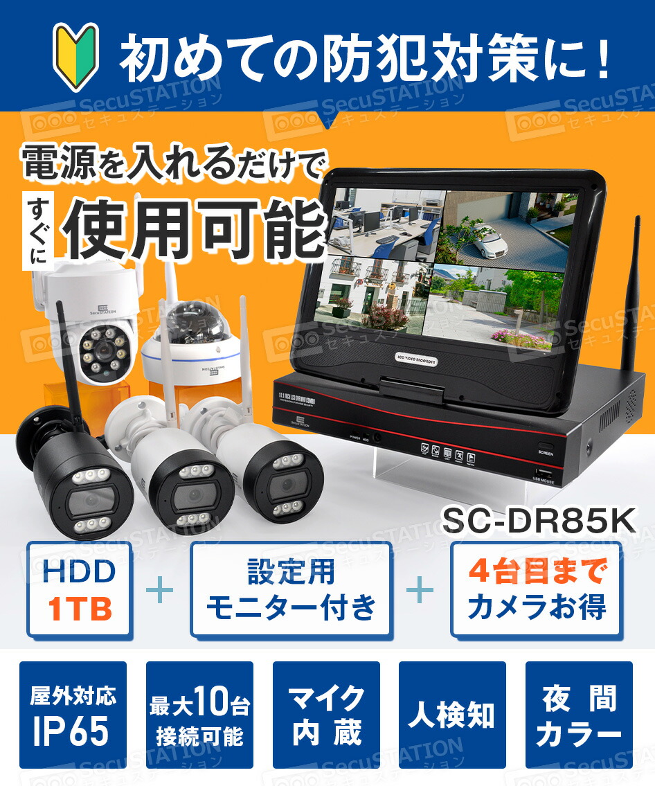 楽天市場】【標準500万画素 防犯カメラ&HDD付属】録画機能付きモニター