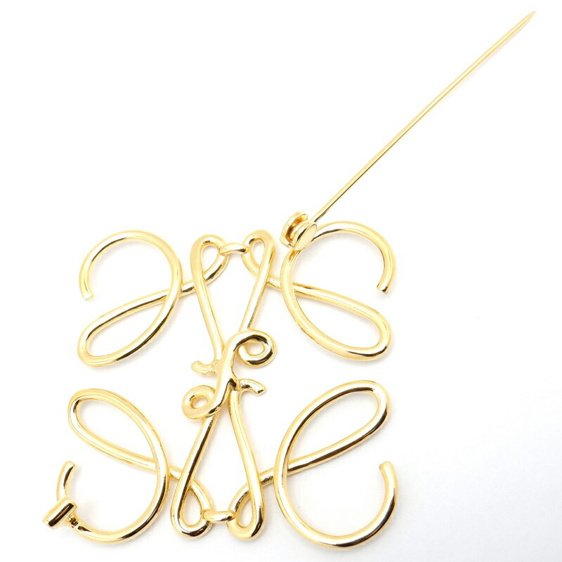 LOEWE ゴールド ロゴブローチ (箱、ポーチ付き) LOEWE ゴールド ロゴ