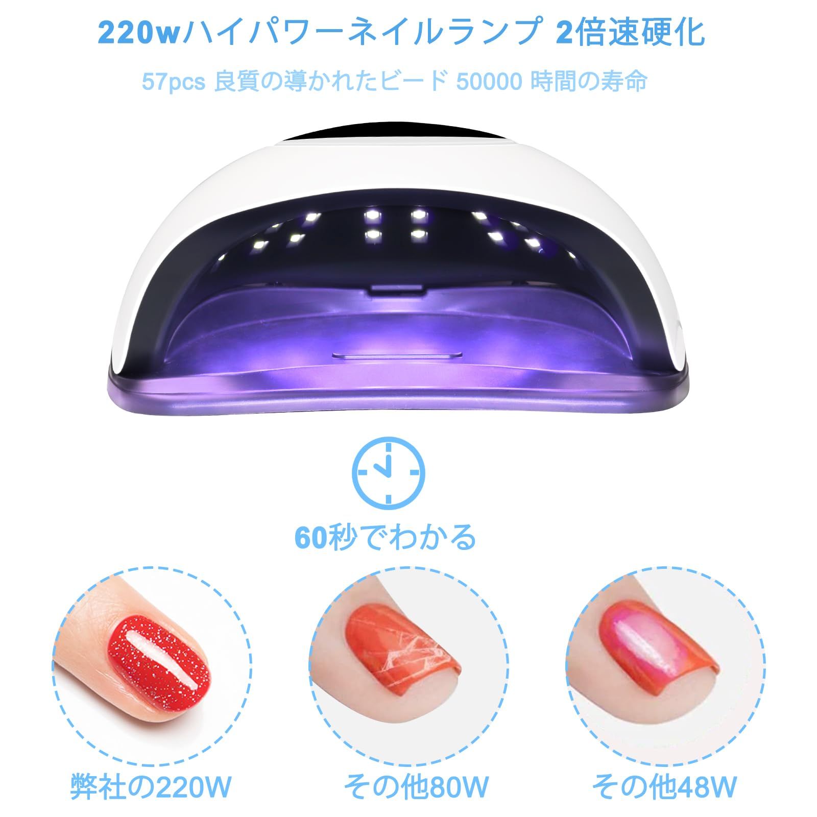 楽天市場】【最新 LED & UVライト レジン 用】220W ネイル ライト