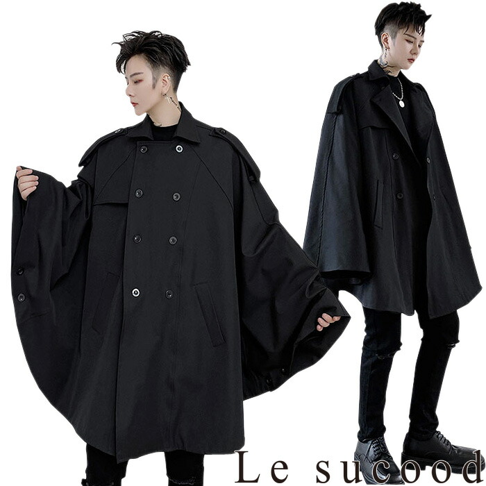 楽天市場】【Le sucood】 ダブルポンチョコート ダブルブレストコート