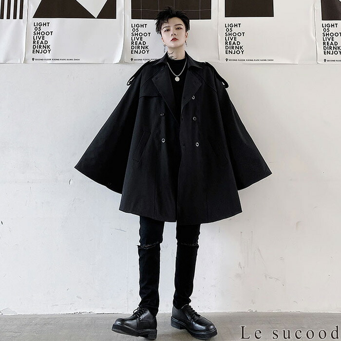 楽天市場】【Le sucood】 ダブルポンチョコート ダブルブレストコート
