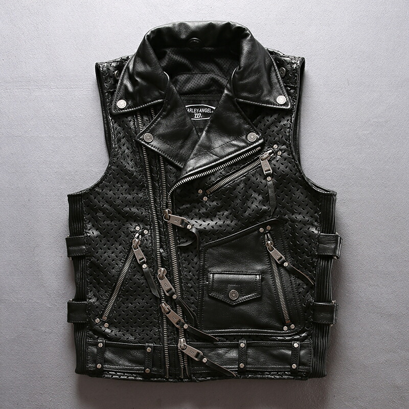 楽天市場】本革ベスト レザーベスト 3色 メンズ ライダースベスト 革