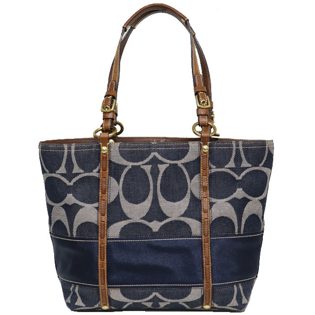 楽天市場】コーチ COACH デニムトートバッグ デニム × レザー ブルー