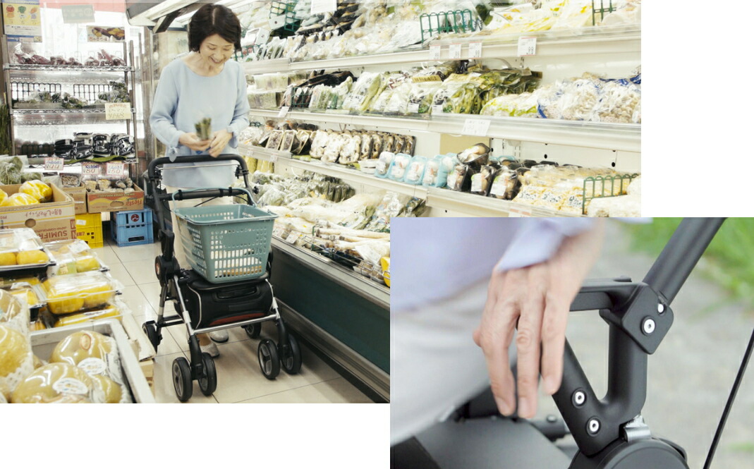 楽天市場】座れる 買い物かごが乗せられるシルバーカーEXICART（エキシ