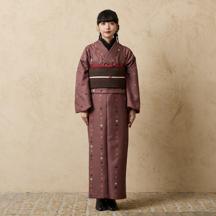 楽天市場】小紋単品「チョコレート」公式 ふりふ 洗える着物 袷 大正