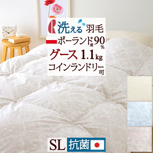 ホワイトグースダウン90% 掛け布団 羽毛布団 シングル ポーランド産