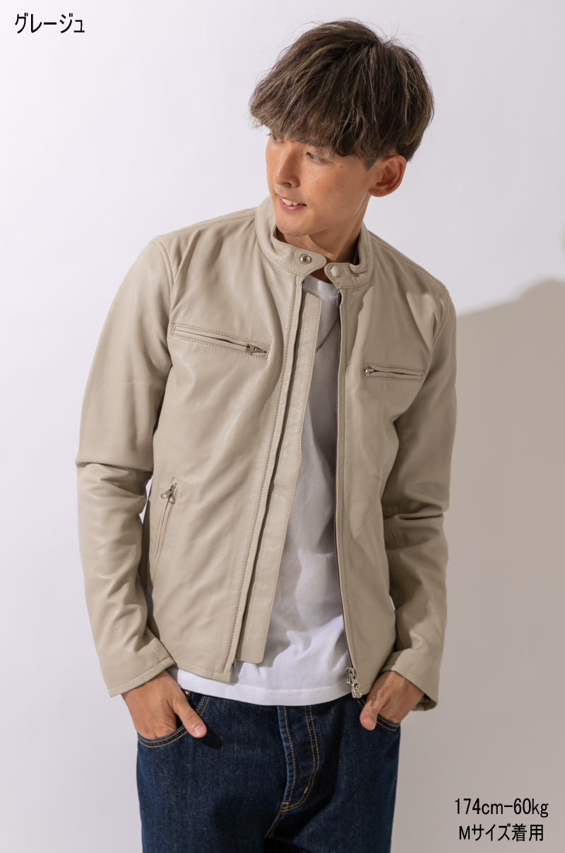 楽天市場】ラムレザー 革ジャン メンズ シングルライダース レザー