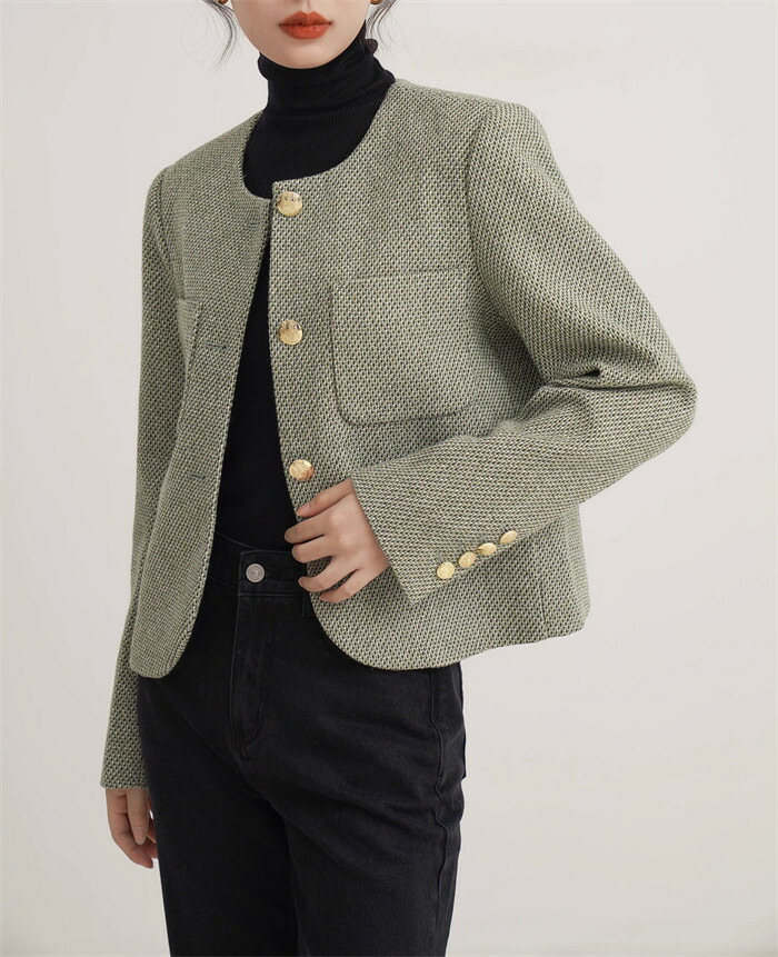 楽天市場】ジャケット ツイードジャケット ノーカラージャケット