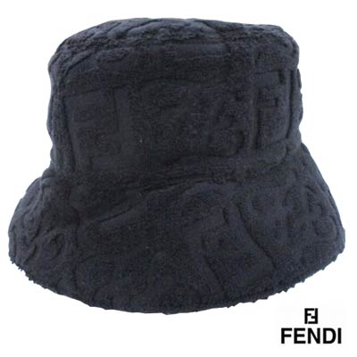 希少・美品】Fendi ブラック ズッカ柄 バケットハット 収納ポーチ付き