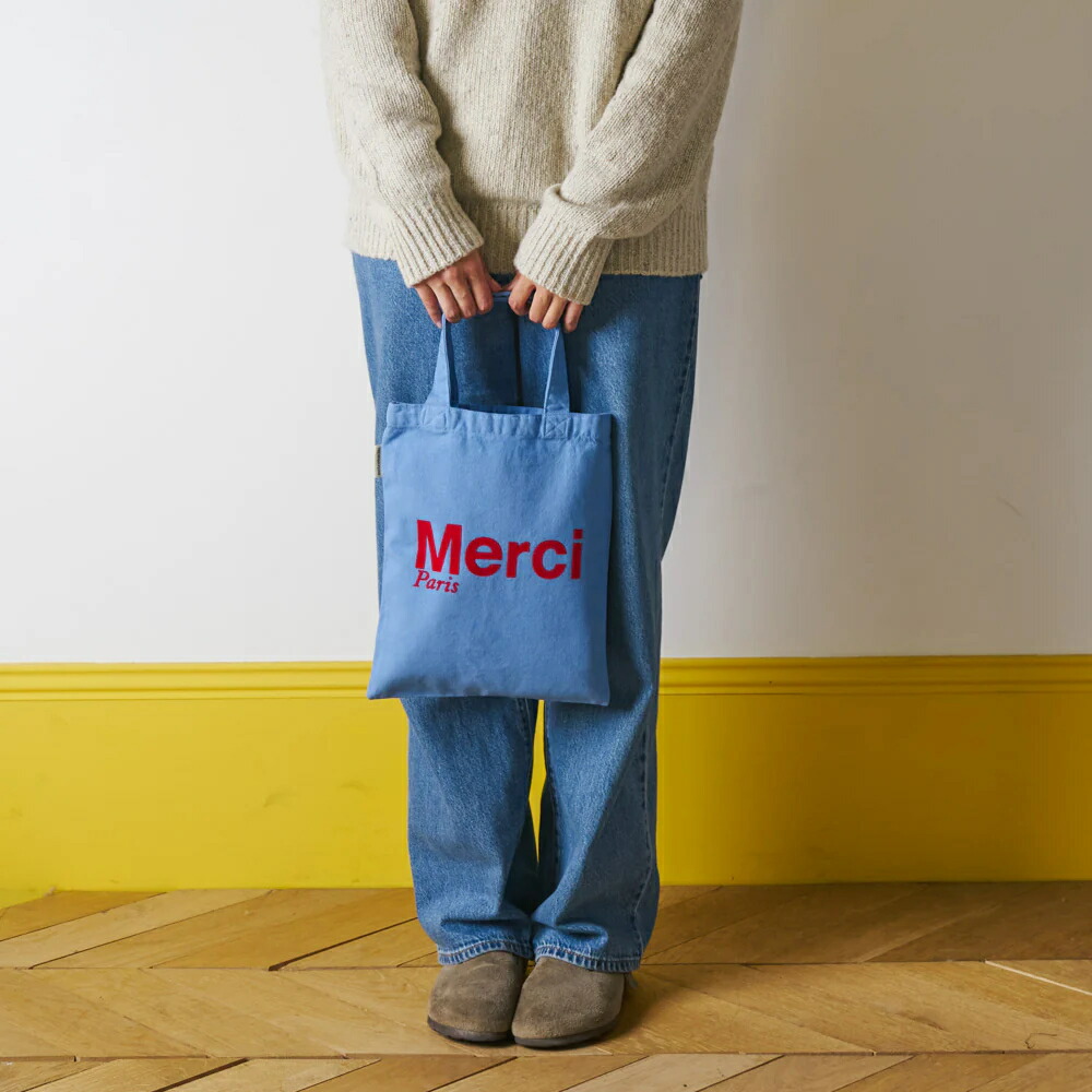 楽天市場】日本未発売【パリ直輸入】Merci cotton Tote Bag - Blue