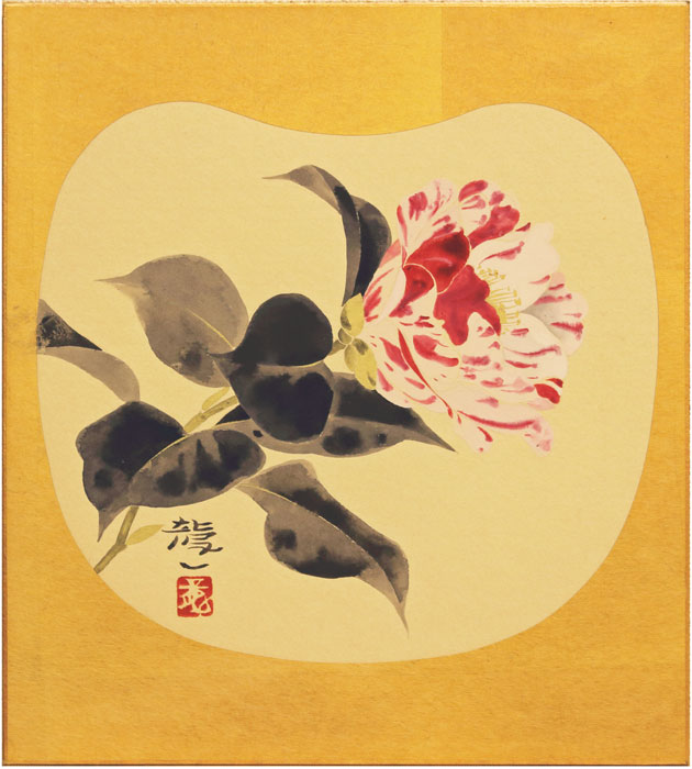 楽天市場】太田龍一「 椿 」 日本画 色紙絵 ( 高級額縁入り )【中古