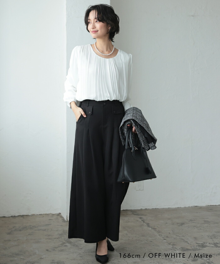 楽天市場】ブラウス トップス 裏起毛ブラウス プリーツブラウス