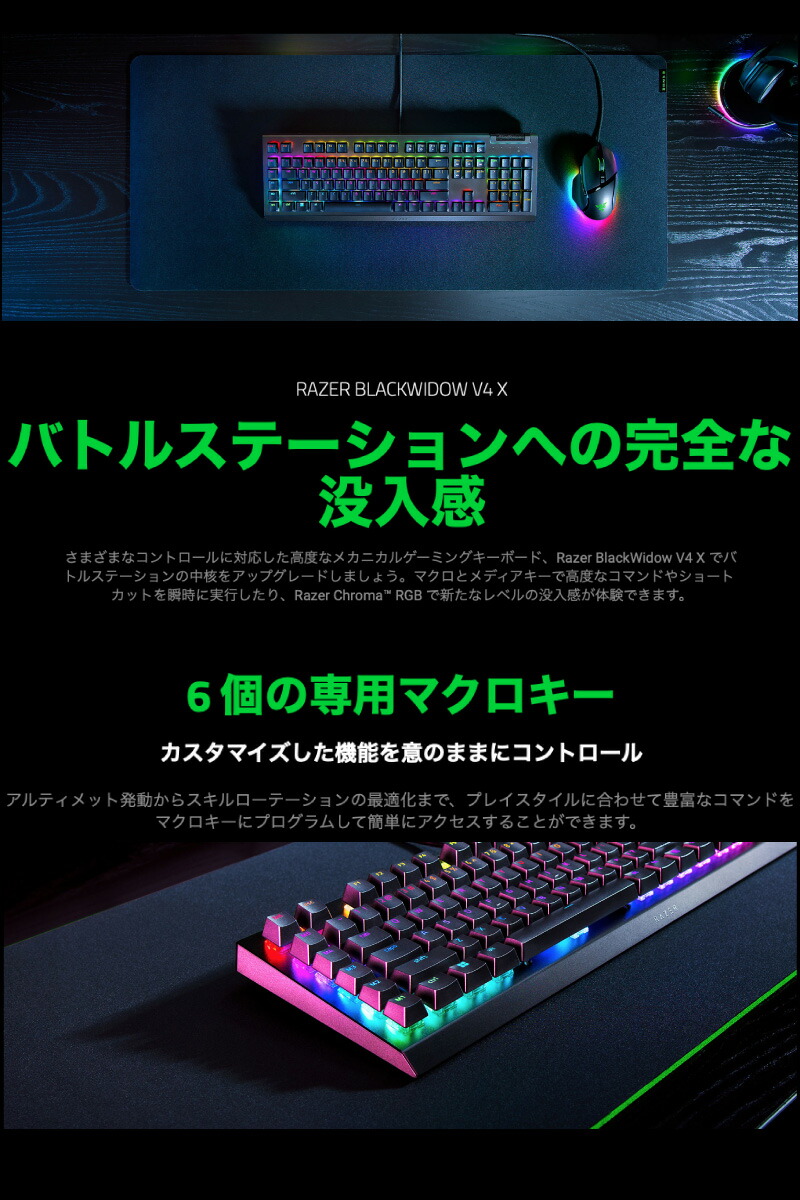 楽天市場】【Razer公式】 Razer BlackWidow V4 X Green Switch 英語