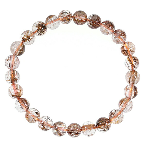 楽天市場】ブラウンルチルクォーツ ブレスレット 7.3mm 17.5cm メンズM