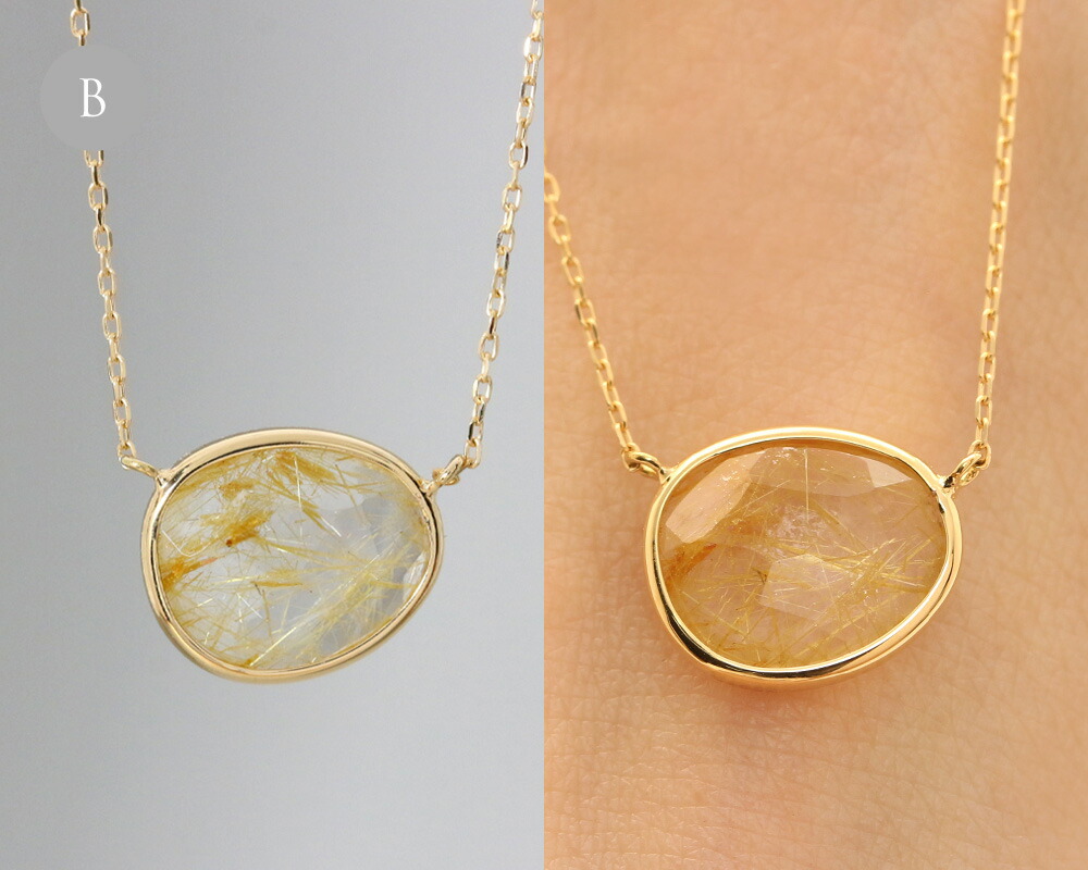 楽天市場】K18 スライス ルチルクォーツ ネックレス イエローゴールド