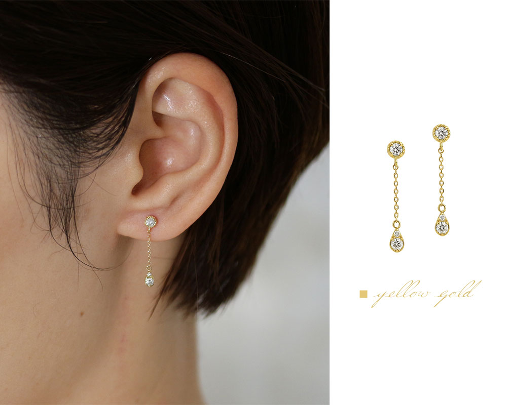 楽天市場】K18 K10 天然ダイヤモンド 計0.22ct しずく チェーン ピアス