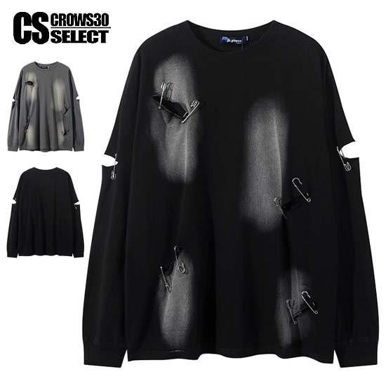 楽天市場】ロングTシャツ メンズ モード系 ロンT メンズ 安全ピン