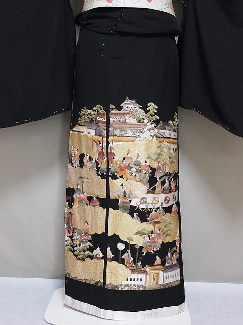 楽天市場】刺繍柄の正絹江戸妻 J1200-06 送料無料 未仕立 江戸褄 正絹