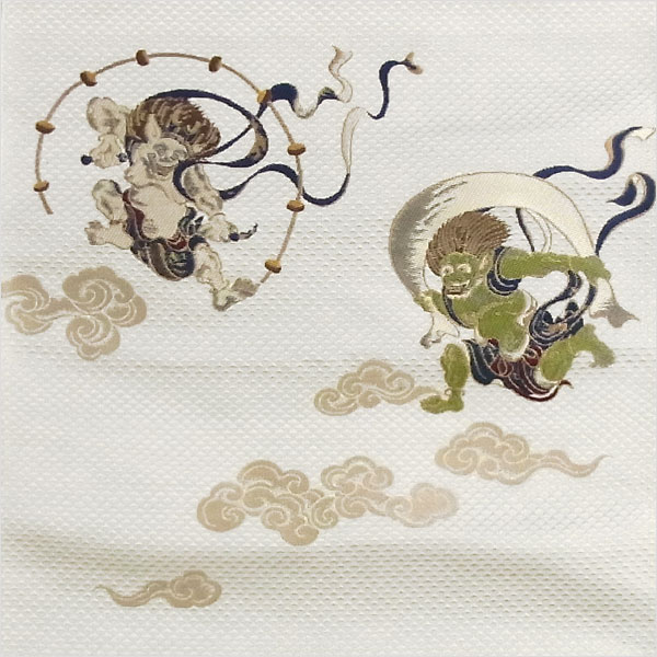 楽天市場】名古屋帯 正絹 白 俵屋宗達風神雷神 ホワイト 京玉響 西陣織