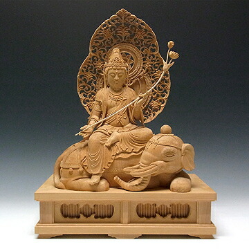 楽天市場】榧 最上彫り 文殊菩薩・普賢菩薩像 高さ45cm 木彫り 仏像