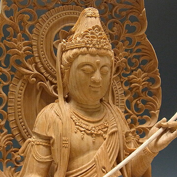 楽天市場】榧 最上彫り 文殊菩薩・普賢菩薩像 高さ45cm 木彫り 仏像