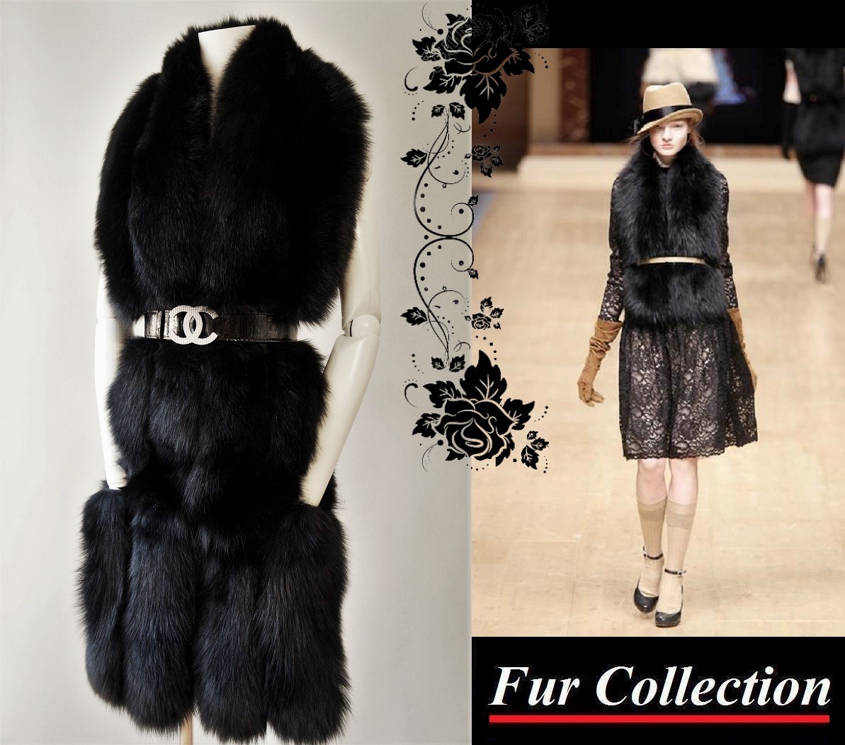 楽天市場】肉厚フォックス黒毛皮ケープ ファーストール ショール