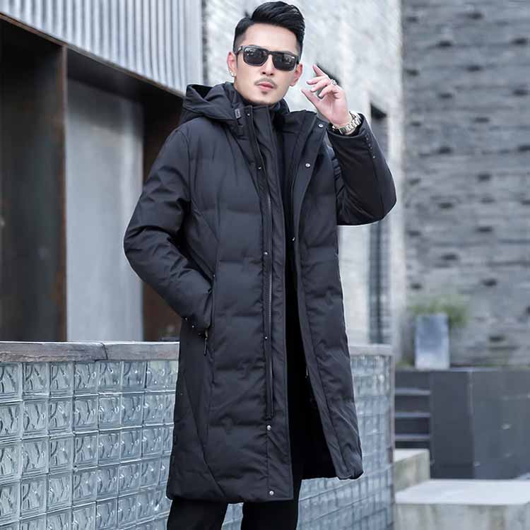 楽天市場】 フード付き ダウンジャケット ビジネス ロング丈 ミドル