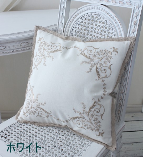 楽天市場】(SALE30%OFF) クッションカバー 刺繍 コットン ナチュラル 3