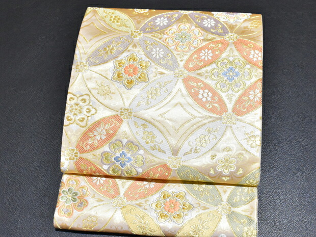 楽天市場】西陣織 藤原謹製 正絹 高級袋帯 名錦七宝華文 金地【お仕立