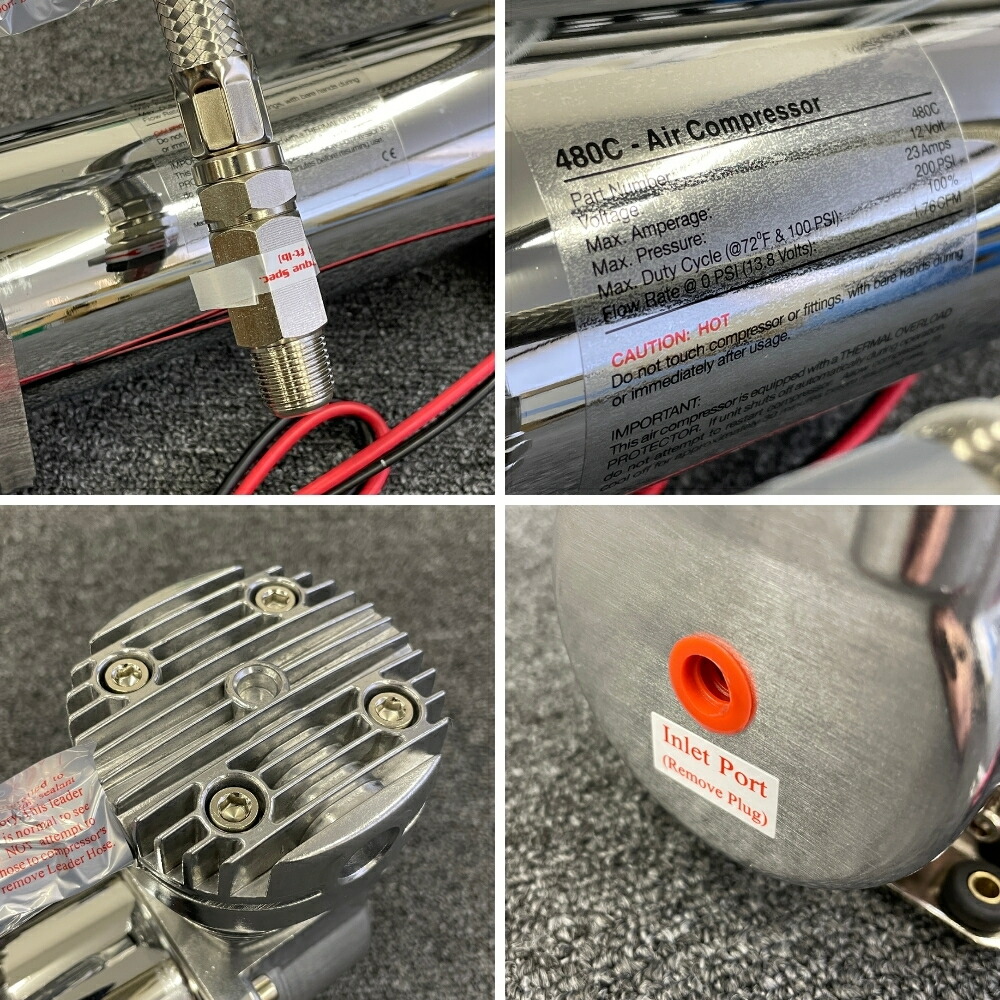楽天市場】480タイプ エアサス コンプレッサー 200Psi 3/8NPT シルバー