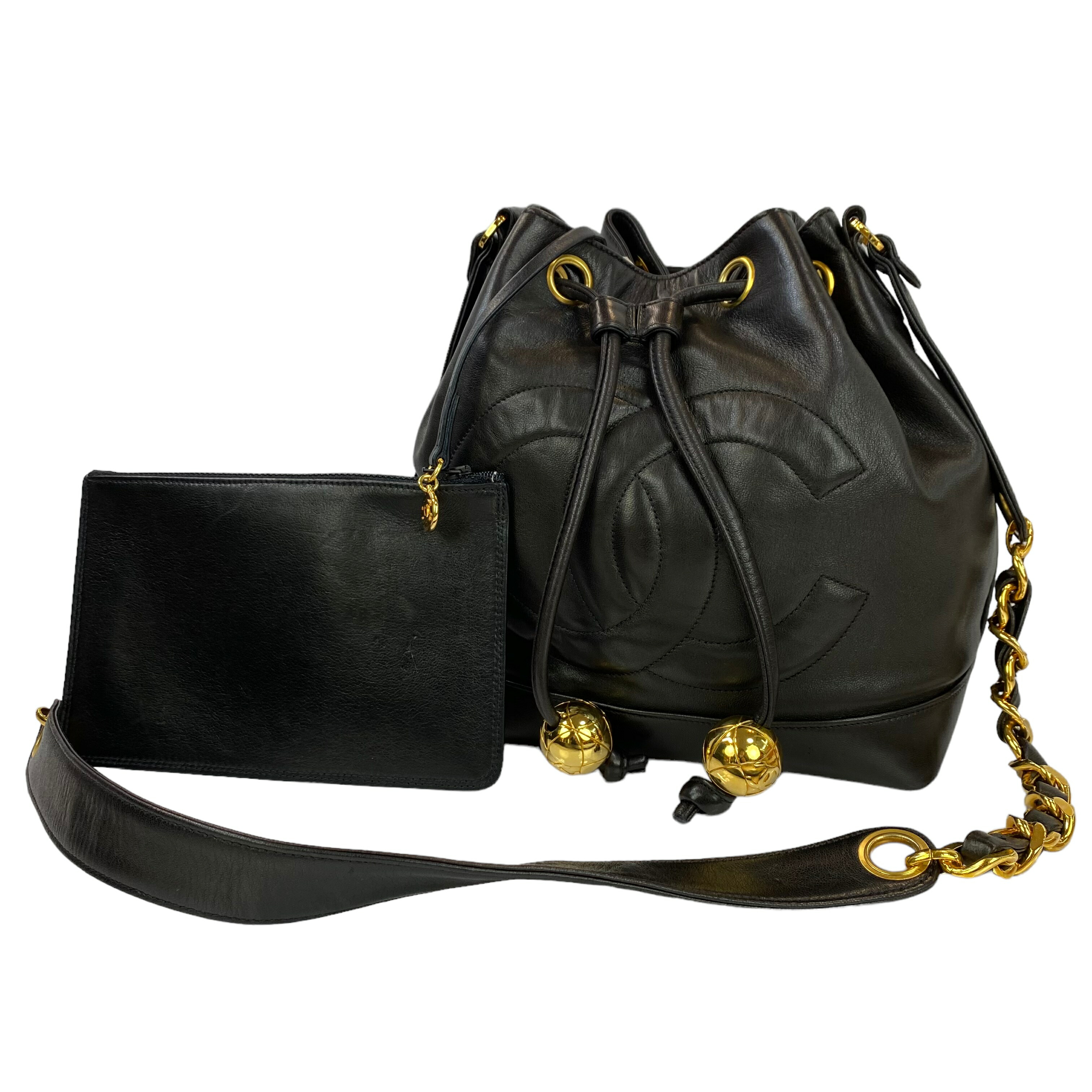 楽天市場】シャネル CHANEL 巾着 ショルダーバッグ ブラック/ゴールド