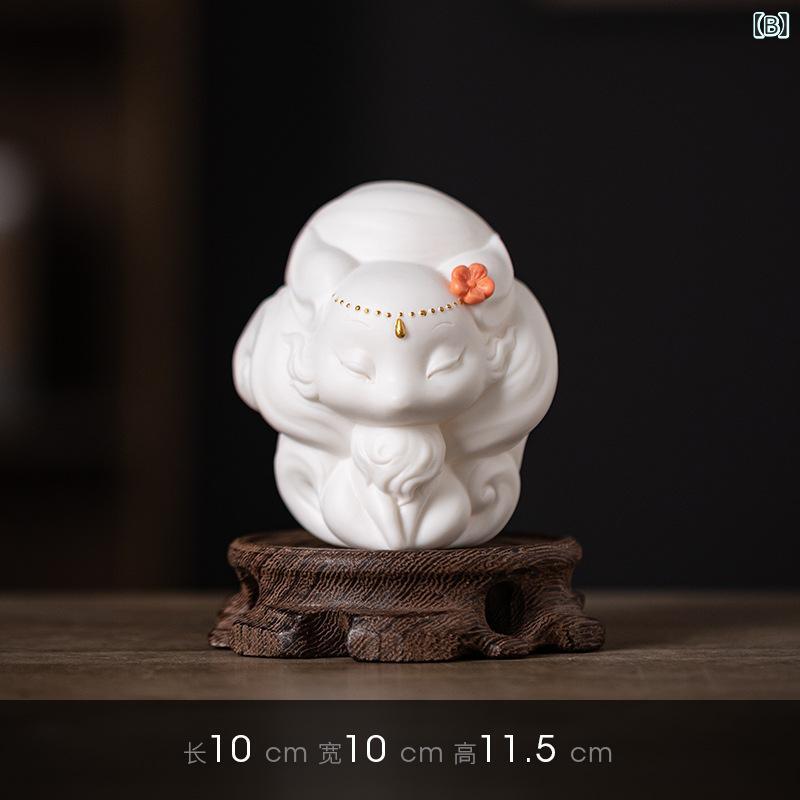 楽天市場】オブジェ 九尾の狐 陶器製 かわいい 白い キツネ フィギュア