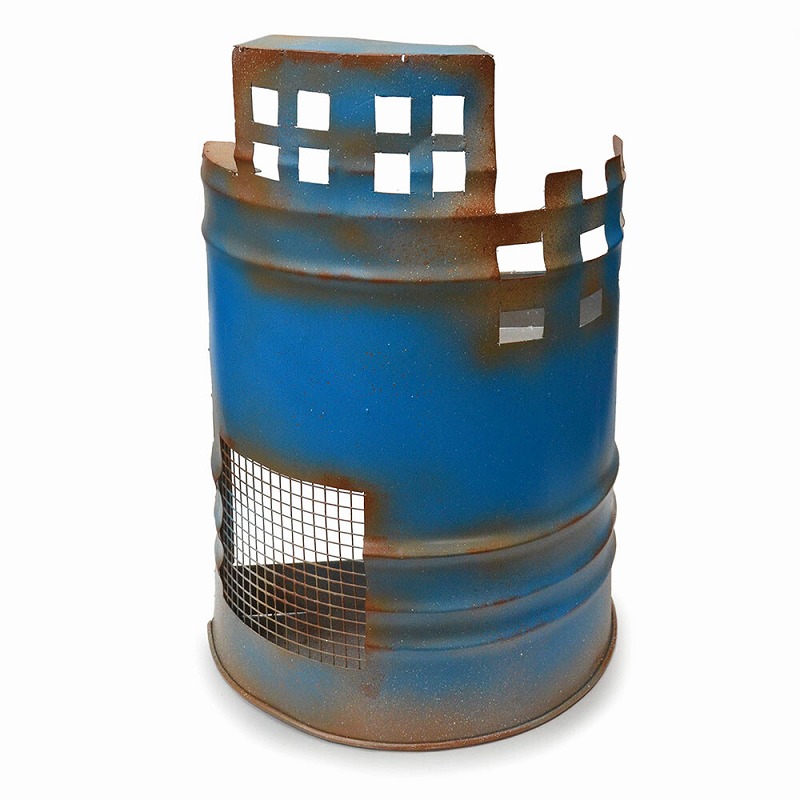 楽天市場】プランター ドラム缶プランター S ブルー アンティーク風