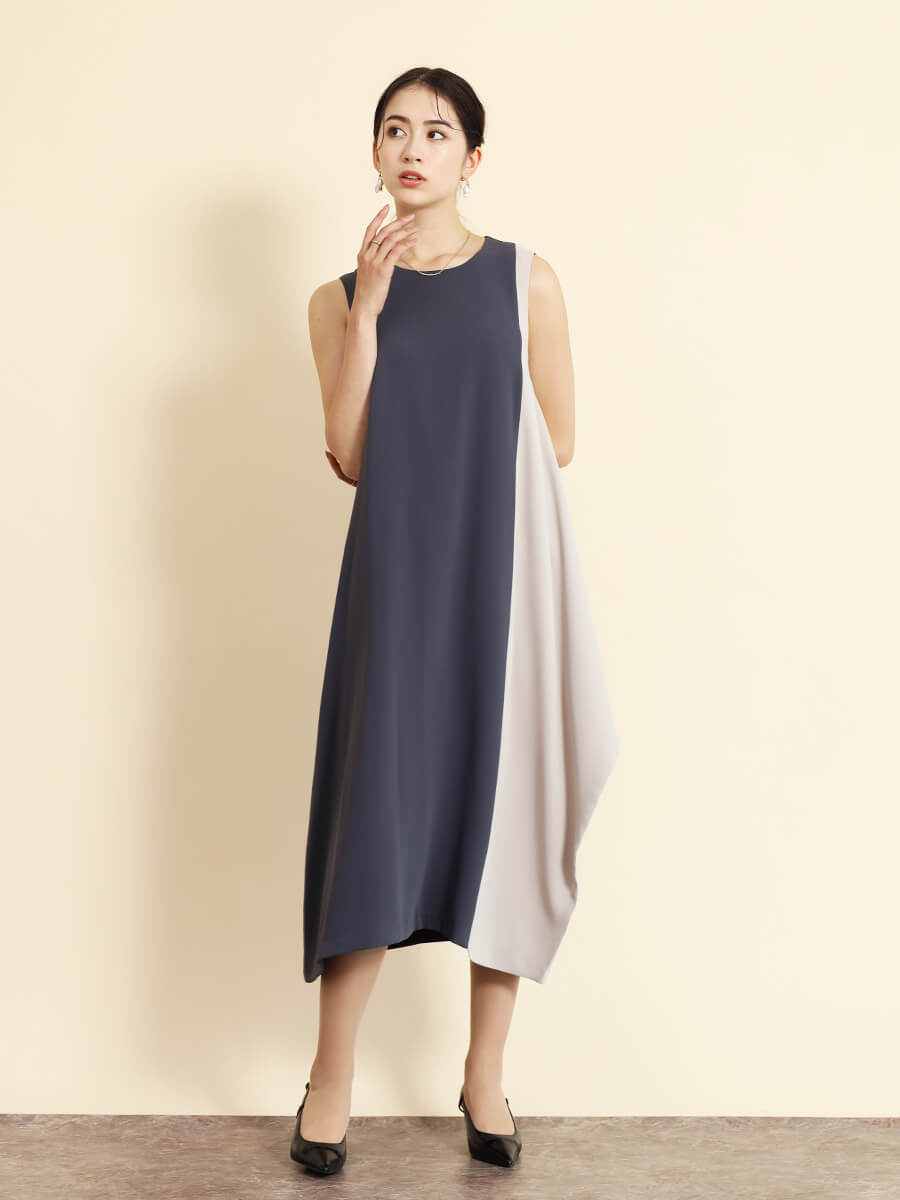 楽天市場】FENNEL フェンネル アシンメトリーバイカラーワンピース