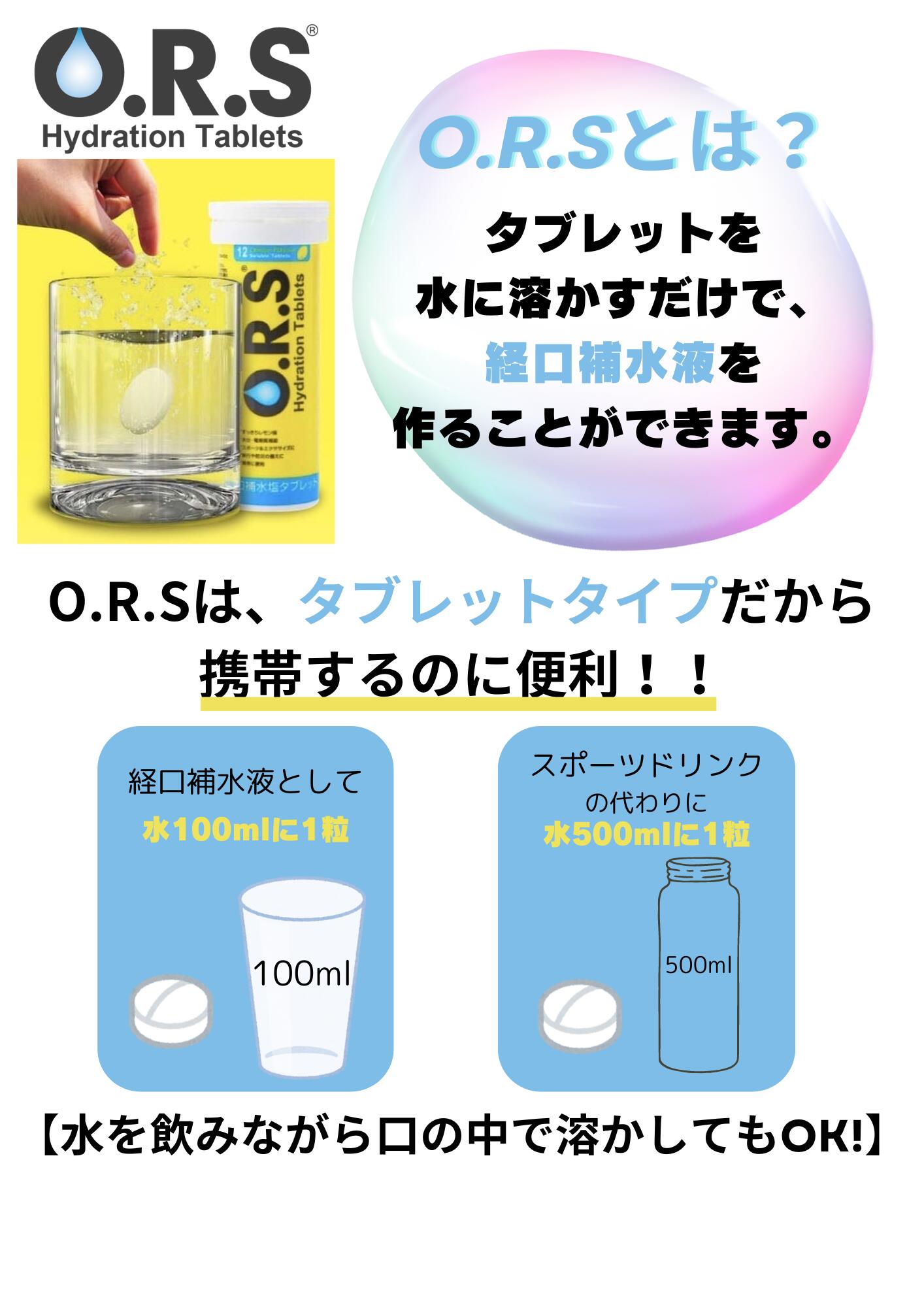 楽天市場】O.R.S 携帯 経口 補水 タブレット 24粒入り O.R.S Hydration