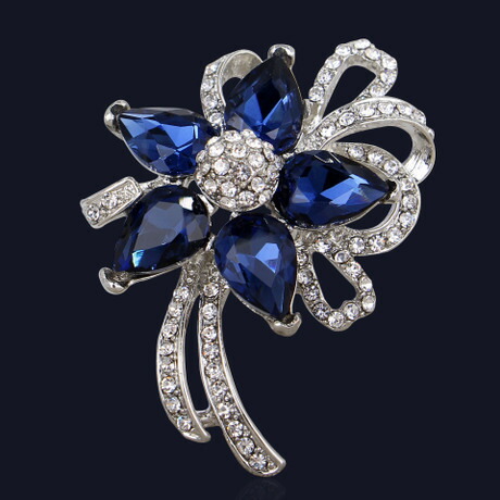 楽天市場】スワロフスキー ブルー フラワー ブローチ : Aquarius