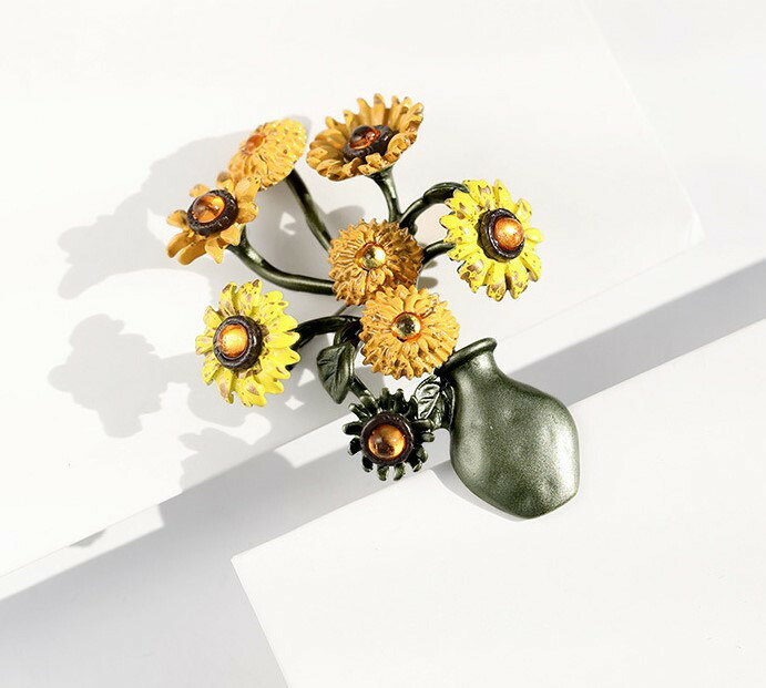 楽天市場】絵画 シリーズ ひまわり ブローチ☆ギフトポーチ付き