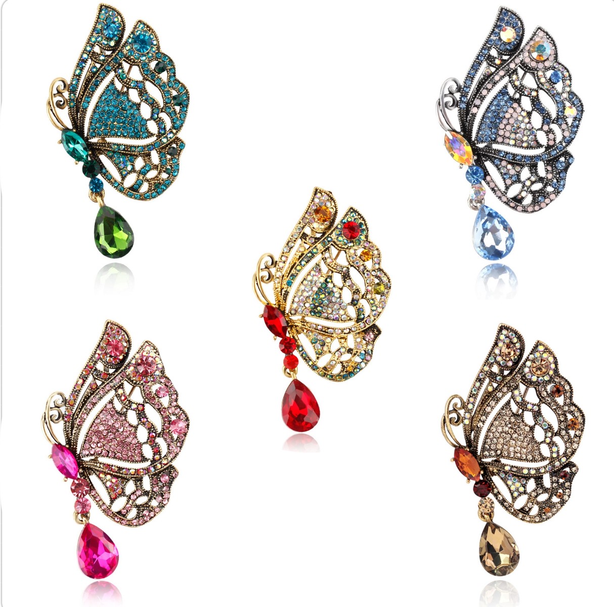 楽天市場】スワロフスキー 揺れる ドロップ 蝶々 の ブローチ ( 蝶