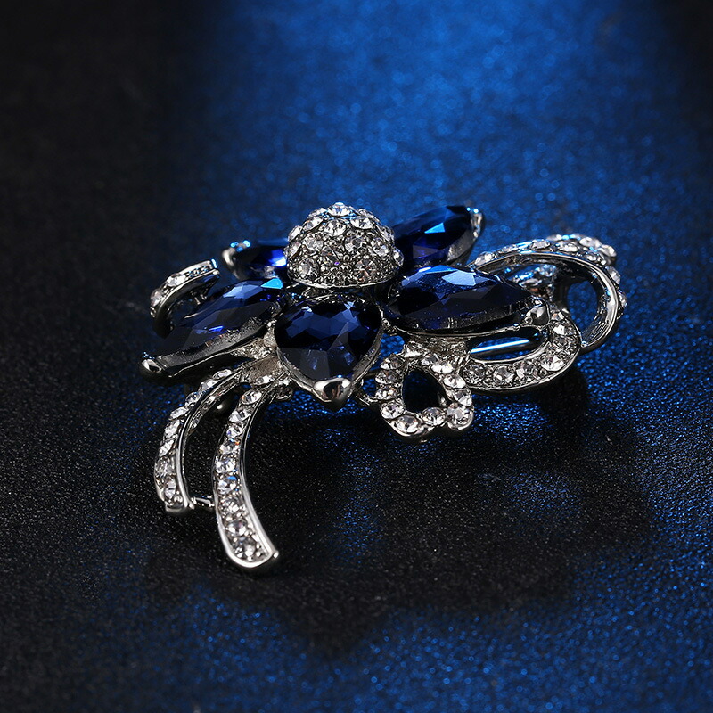 楽天市場】スワロフスキー ブルー フラワー ブローチ : Aquarius