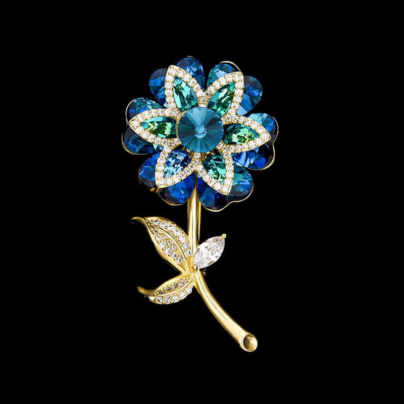 楽天市場】スワロフスキー 3D ブルー フラワー ブローチBタイプ : Aquarius